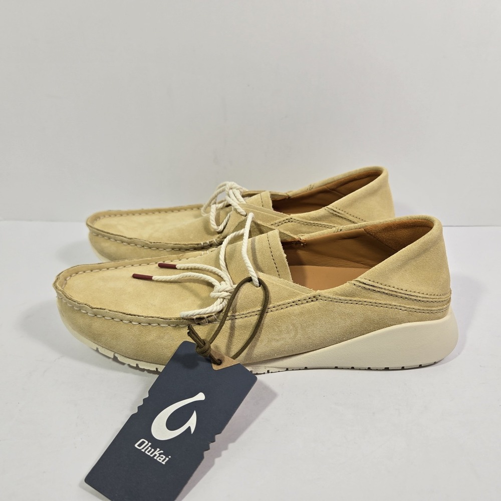 OluKai Ka'a Driver Suede Leather Loafer Shoes Golden Sand Slip On Mens Size 8.5